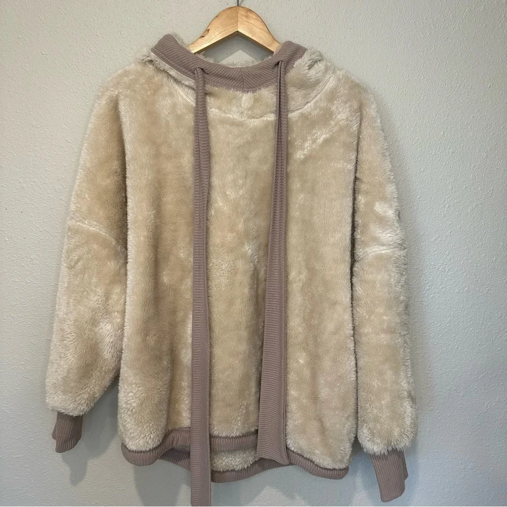 Free People Bunny Cream Pullover Hoodie Sweatshirt